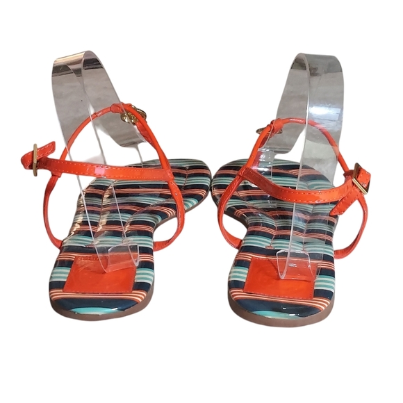 Tory Burch Emmy Habanero Pepper Stripe Cushioned Footbed Sandals - Picture 9 of 16
